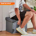 Storage Ottoman Footrest Stool Small Ottoman with Storage Foldable Ottomans Foot Rest Footstool Bench for Living Room 17x13x13inches Grey