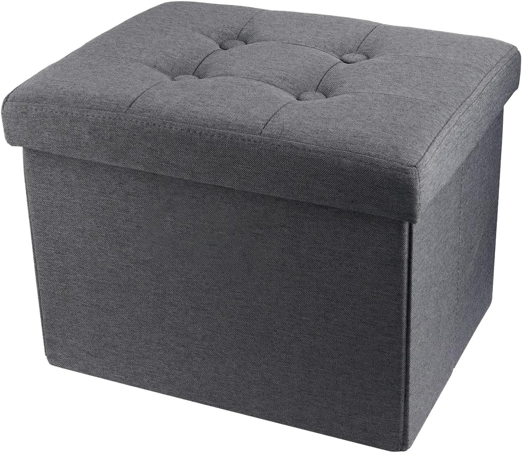 Storage Ottoman Footrest Stool Small Ottoman with Storage Foldable Ottomans Foot Rest Footstool Bench for Living Room 17x13x13inches Grey